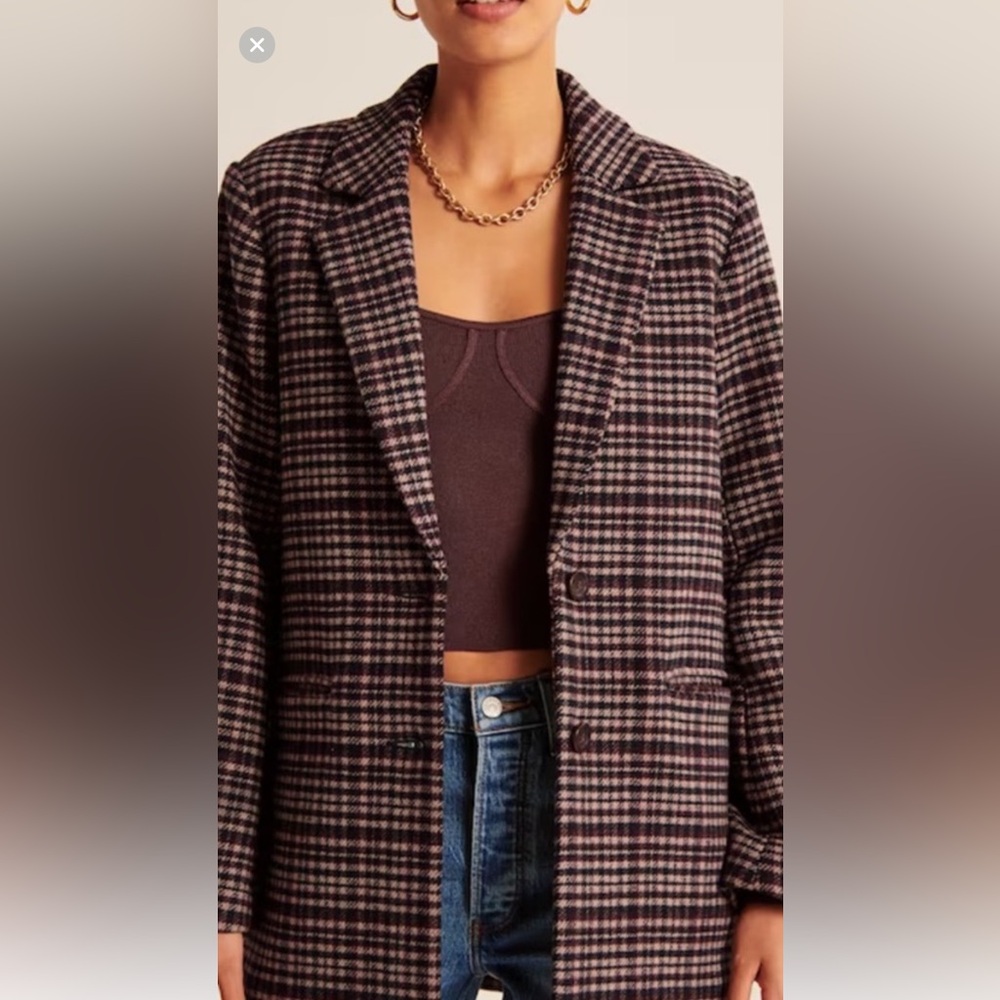 Abercrombie & Fitch Plaid Blazer in Brown and Black